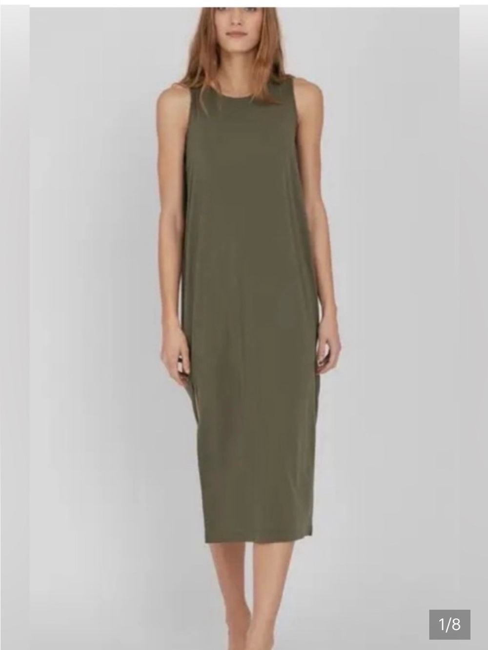 Cuyana Olive Sleeveless Drape Back Dress